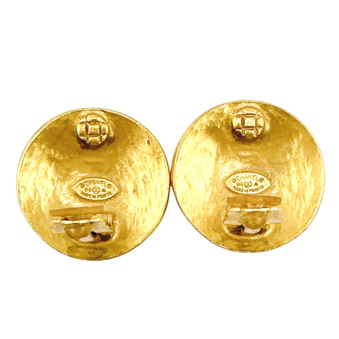 CHANEL Earring Gold Plated gold Earring vintage COCO Mark Women Used Authentic