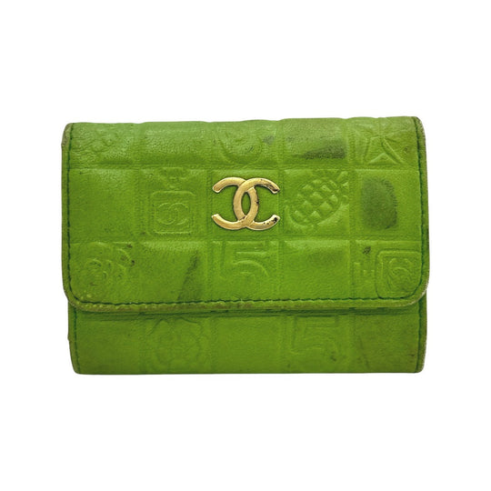 CHANEL Key case Key holder  leather green 6-key case Key holder Icon line Women Used Authentic