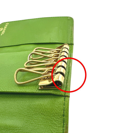 CHANEL Key case Key holder  leather green 6-key case Key holder Icon line Women Used Authentic