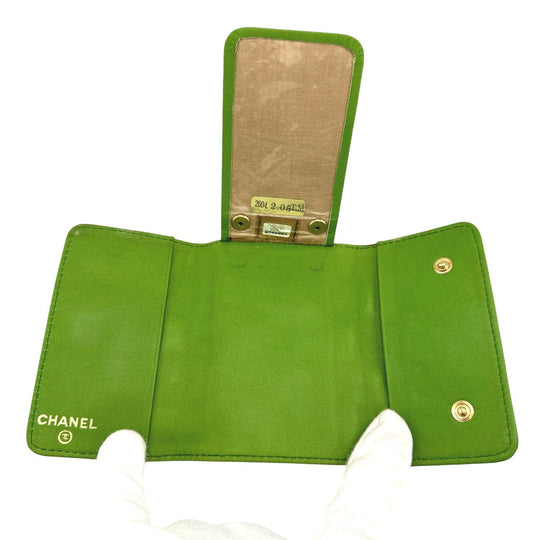 CHANEL Key case Key holder  leather green 6-key case Key holder Icon line Women Used Authentic