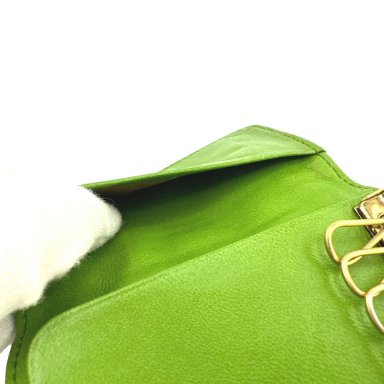 CHANEL Key case Key holder  leather green 6-key case Key holder Icon line Women Used Authentic