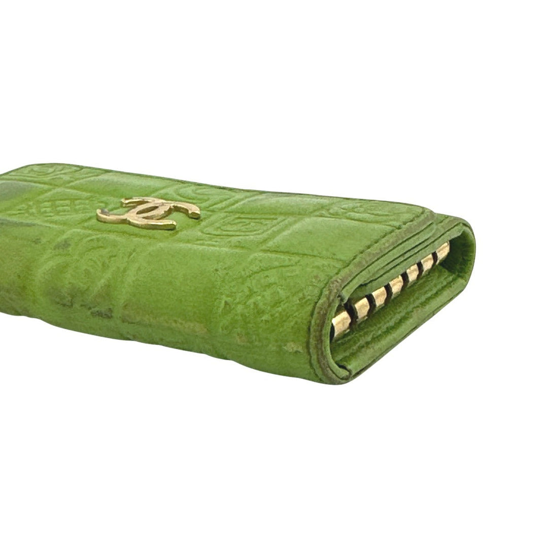 CHANEL Key case Key holder  leather green 6-key case Key holder Icon line Women Used Authentic
