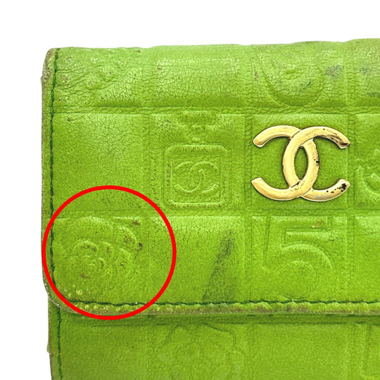 CHANEL Key case Key holder  leather green 6-key case Key holder Icon line Women Used Authentic