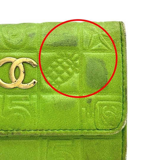 CHANEL Key case Key holder  leather green 6-key case Key holder Icon line Women Used Authentic