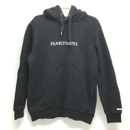 PEARLY GATES Hoodie cotton black logo mens 5 Used Authentic
