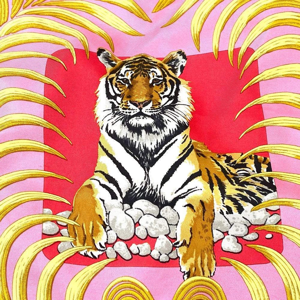 HERMES Shoulder Bag Silk / leather Pink type Tiger pattern silky city GM Women Used Authentic