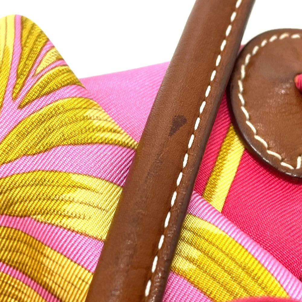 HERMES Shoulder Bag Silk / leather Pink type Tiger pattern silky city GM Women Used Authentic