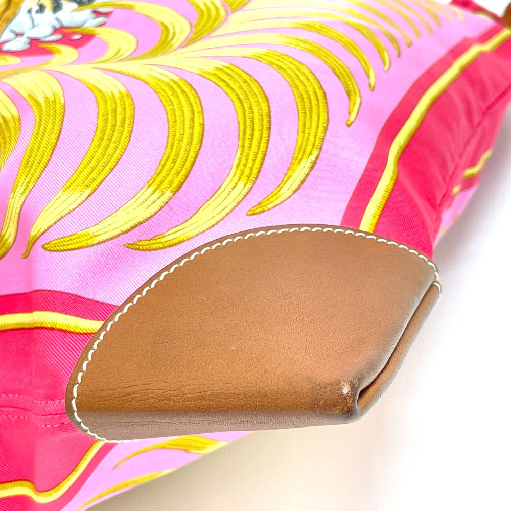 HERMES Shoulder Bag Silk / leather Pink type Tiger pattern silky city GM Women Used Authentic