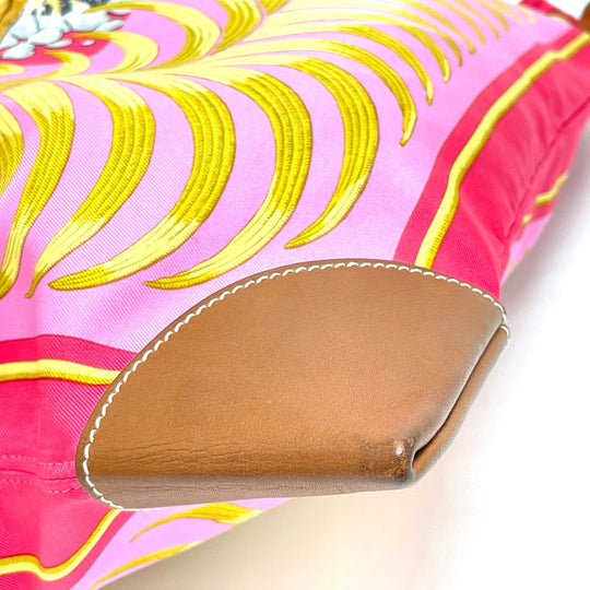 HERMES Shoulder Bag Silk / leather Pink type Tiger pattern silky city GM Women Used Authentic