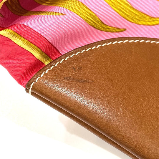 HERMES Shoulder Bag Silk / leather Pink type Tiger pattern silky city GM Women Used Authentic