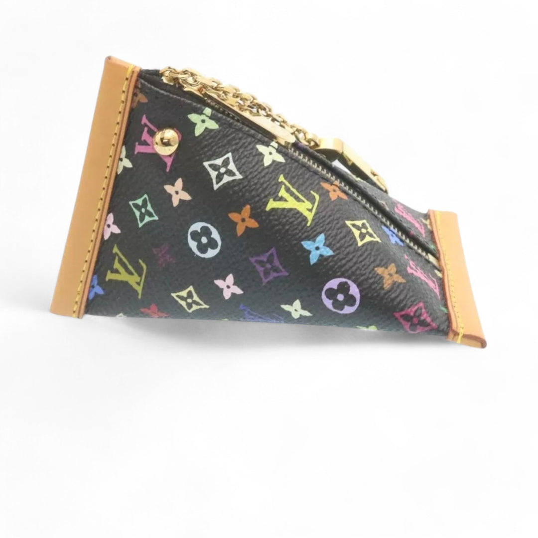 Louis Vuitton Monogram Berlino Coin Purse Multicolor Black Unisex with Chain Clip