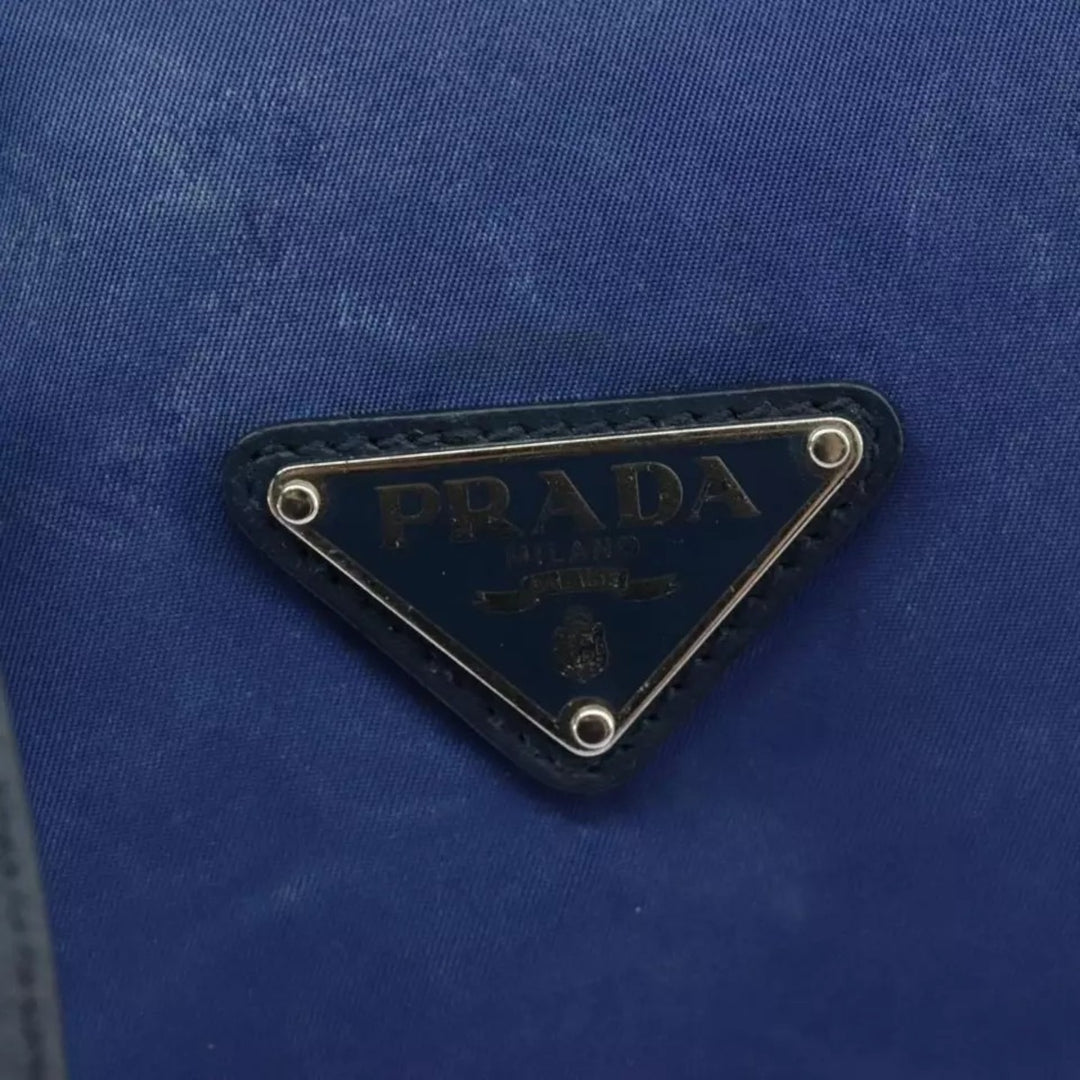 Prada Handbag Nylon 2way Blue Silver Women's Bag with Shoulder Strap