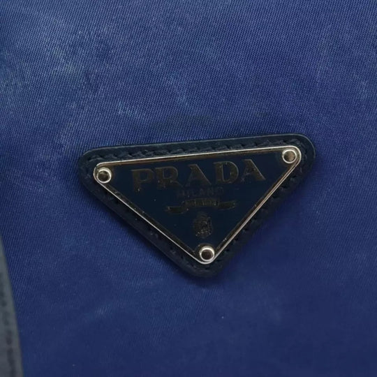 Prada Handbag Nylon 2way Blue Silver Women's Bag with Shoulder Strap