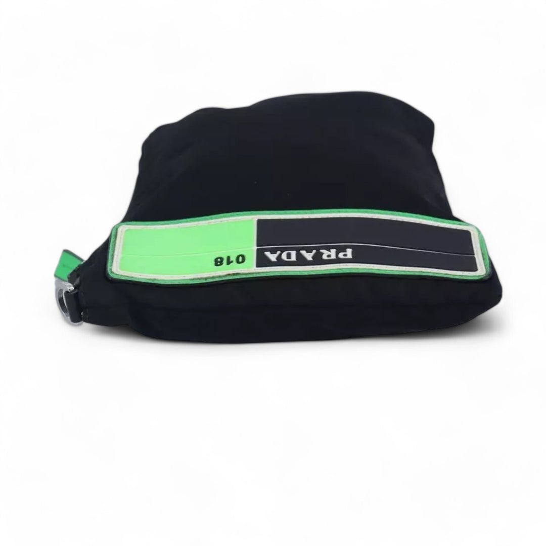 Prada Clutch Nylon Bag Black Silver Unisex with Dust Bag