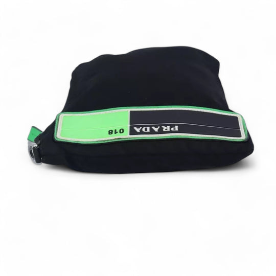 Prada Clutch Nylon Bag Black Silver Unisex with Dust Bag