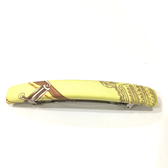 HERMES Valletta silk yellow hair accessory Overall handle Women Used Authentic