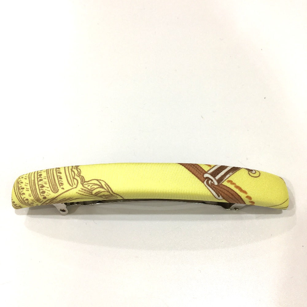 HERMES Valletta silk yellow hair accessory Overall handle Women Used Authentic