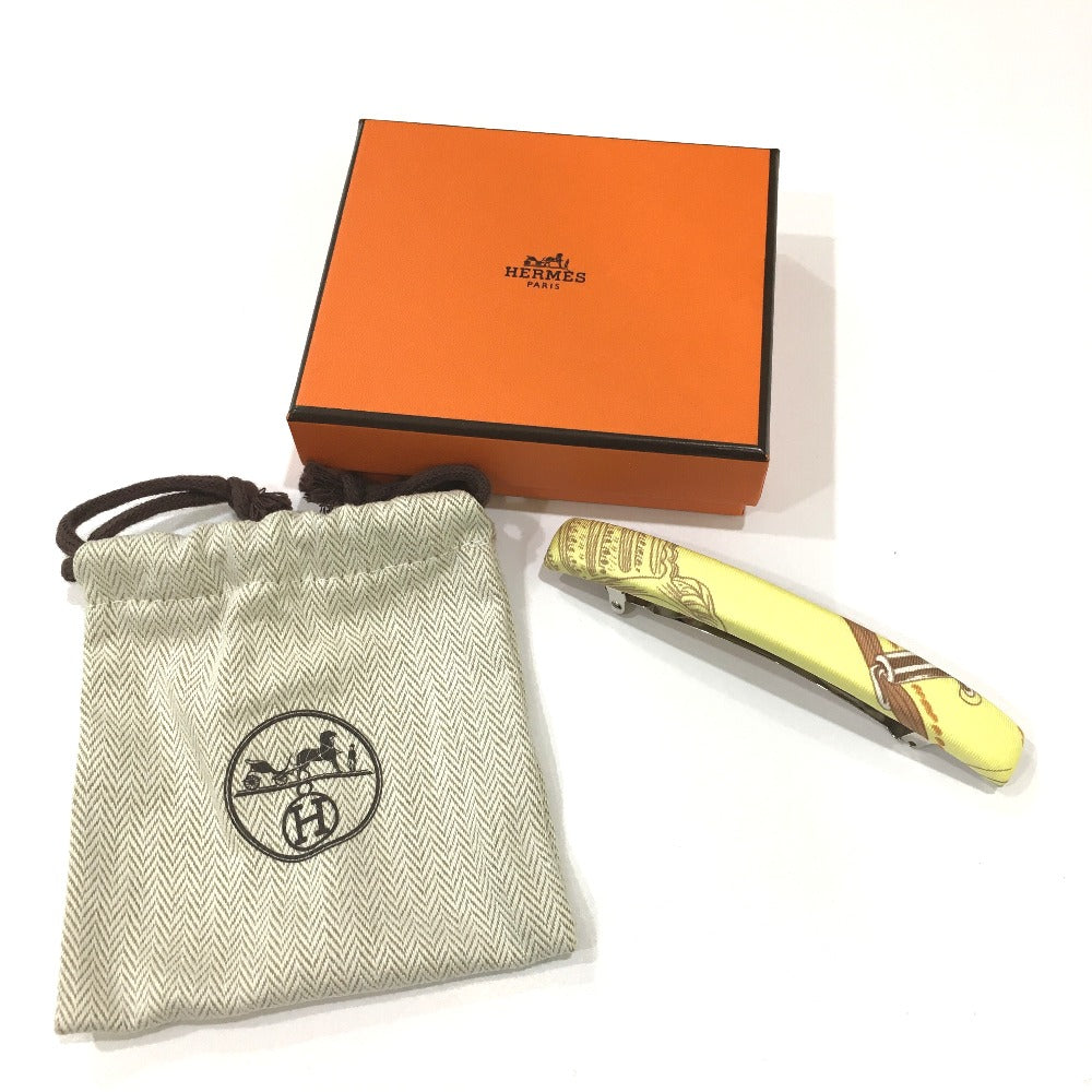 HERMES Valletta silk yellow hair accessory Overall handle Women Used Authentic