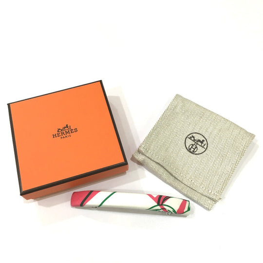 HERMES Valletta silk white hair accessory Overall handle Women Used Authentic