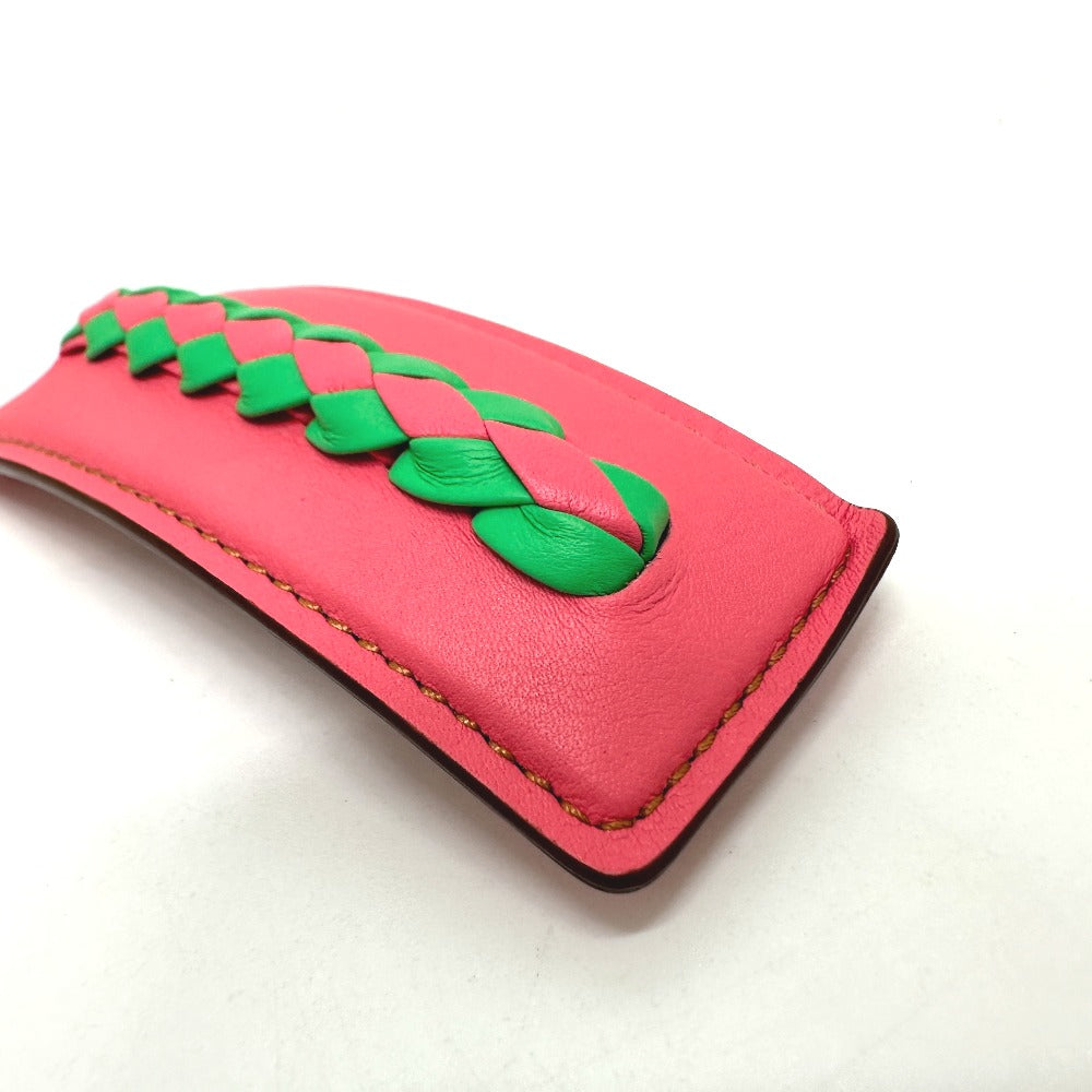 HERMES Valletta leather pink Braid Glen Women Used Authentic