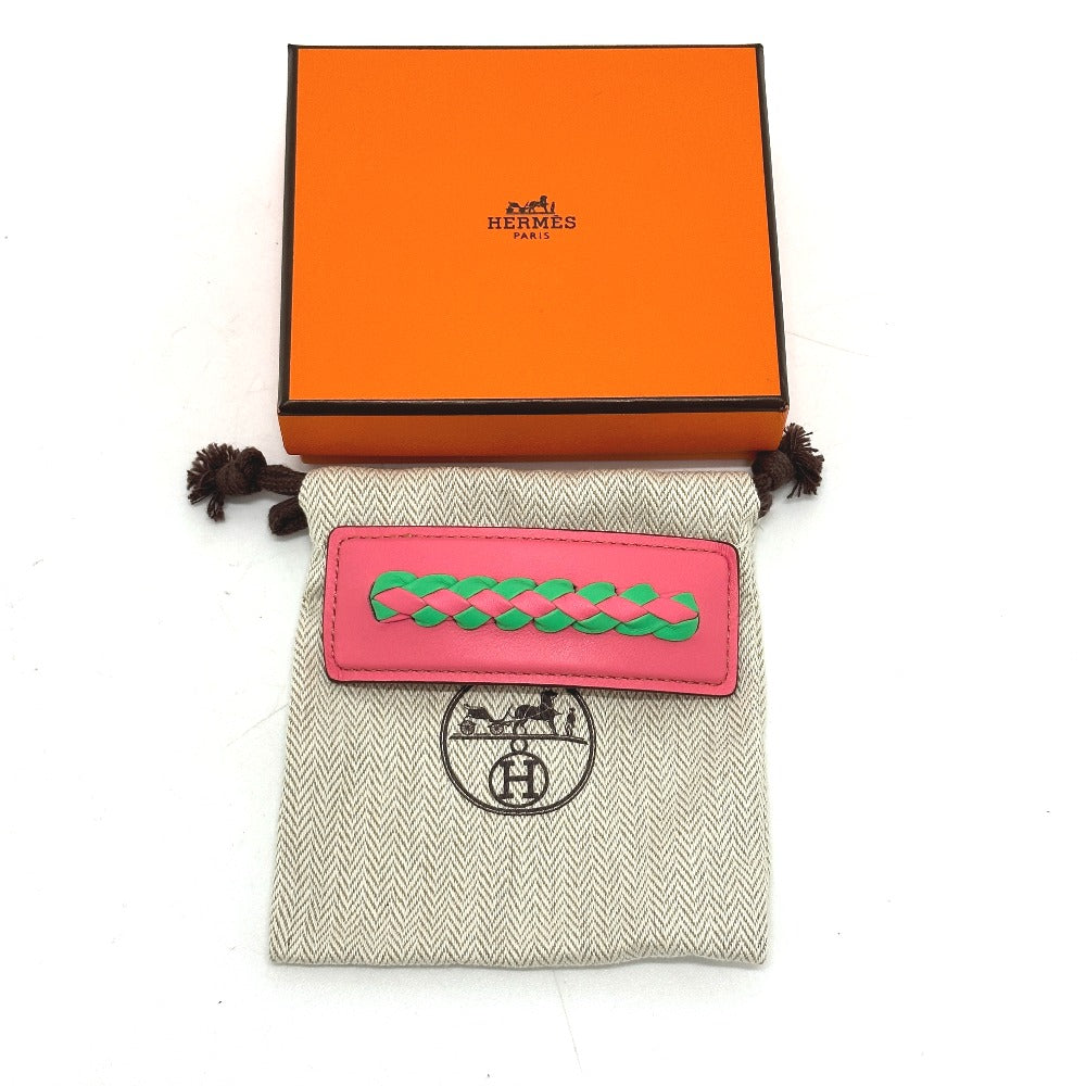 HERMES Valletta leather pink Braid Glen Women Used Authentic