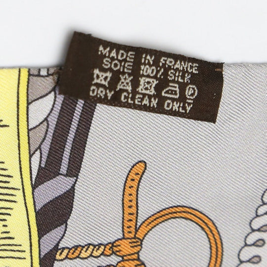 HERMES scarf silk gray cravat type silk Carre90 equestrian harness Women Used Authentic