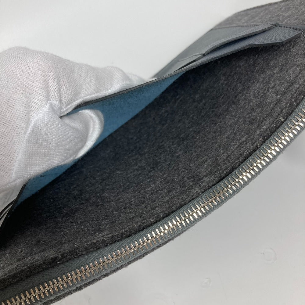 HERMES Clutch bag Felt leather gray To Doo 29 mens Used Authentic