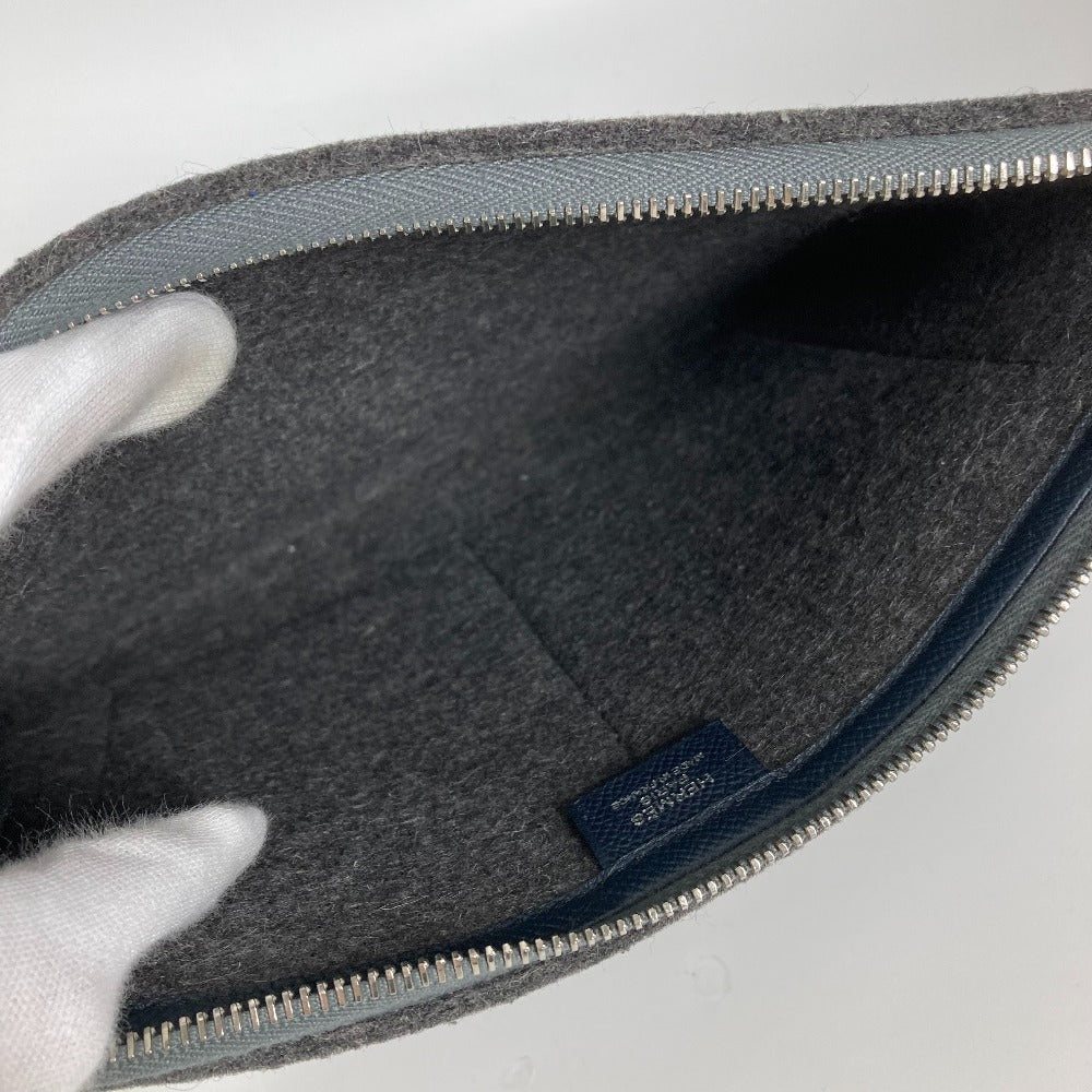 HERMES Clutch bag Felt leather gray To Doo 29 mens Used Authentic