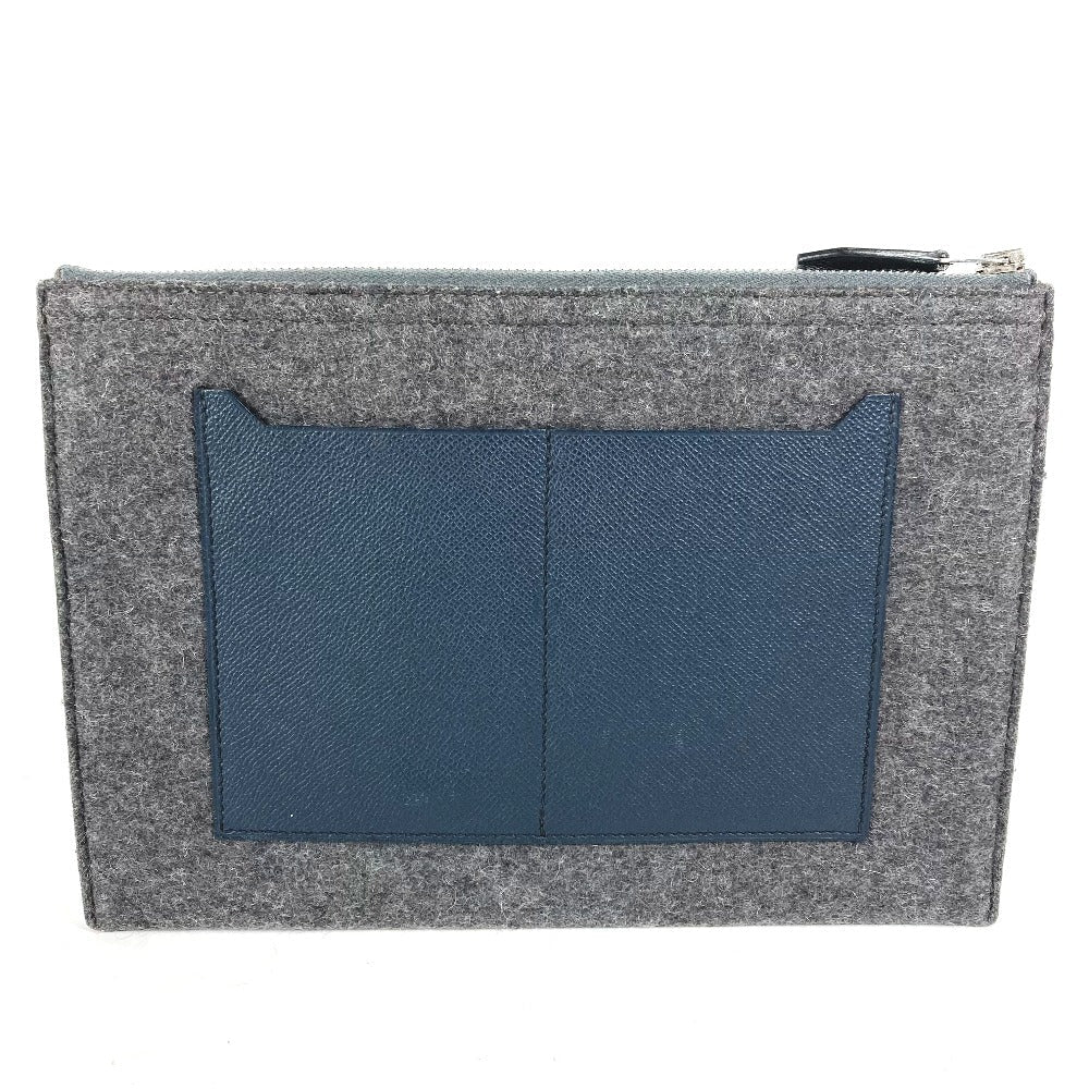 HERMES Clutch bag Felt leather gray To Doo 29 mens Used Authentic