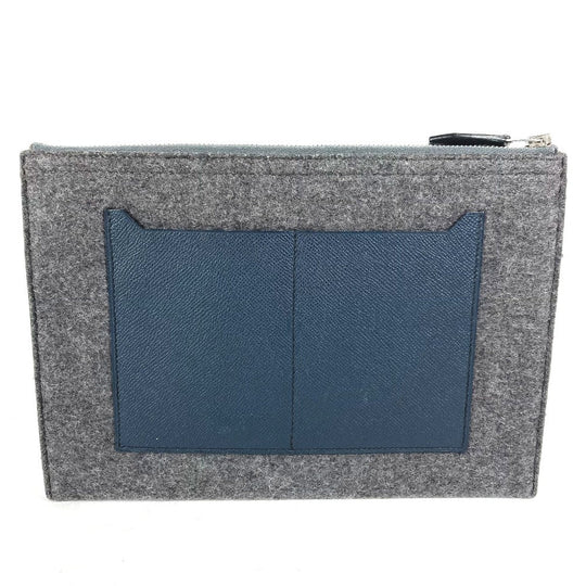 HERMES Clutch bag Felt leather gray To Doo 29 mens Used Authentic