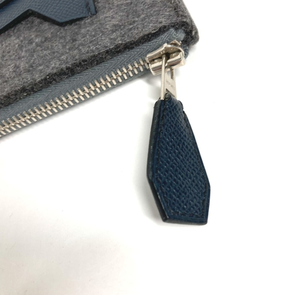 HERMES Clutch bag Felt leather gray To Doo 29 mens Used Authentic