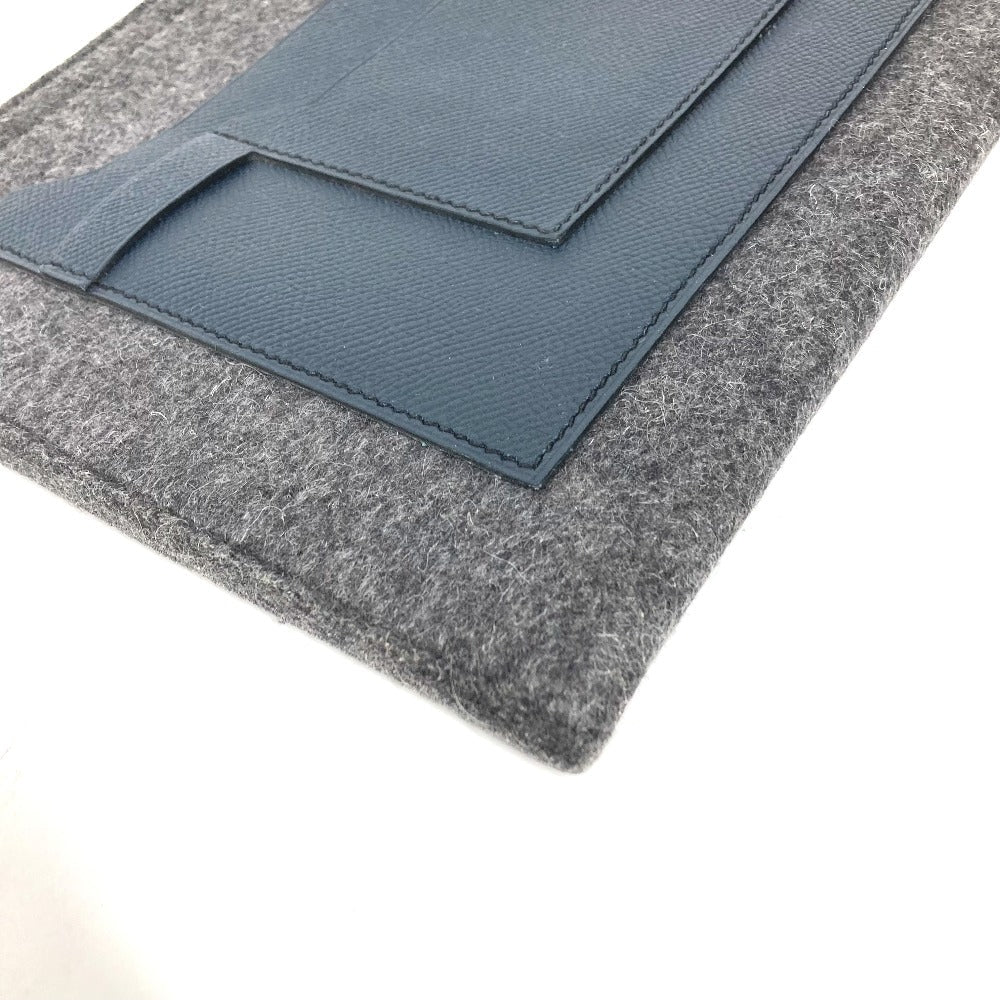 HERMES Clutch bag Felt leather gray To Doo 29 mens Used Authentic
