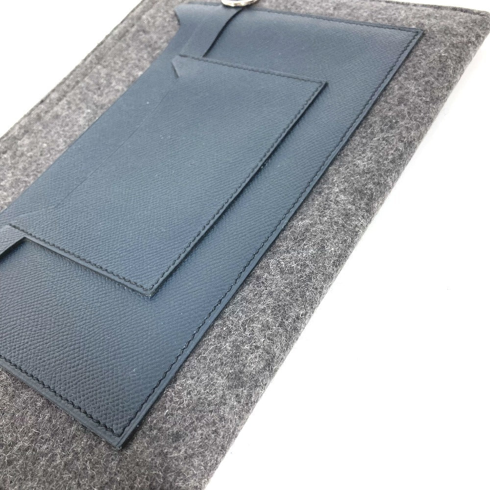 HERMES Clutch bag Felt leather gray To Doo 29 mens Used Authentic