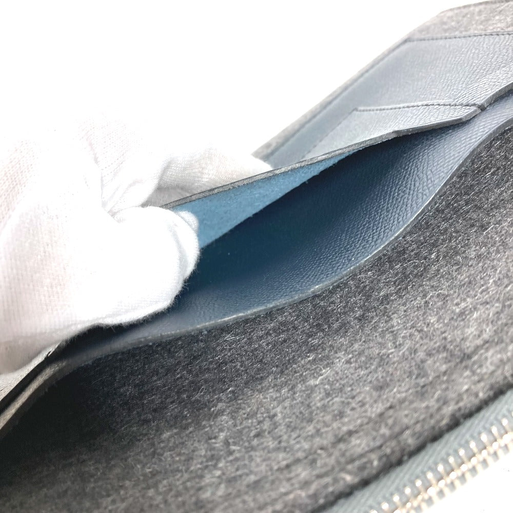 HERMES Clutch bag Felt leather gray To Doo 29 mens Used Authentic