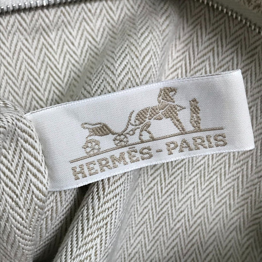 HERMES Pouch Towal chevron Beige type Foolby 25 Women Secondhand Authentic