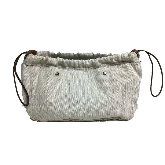 HERMES Pouch Towal chevron Beige type Foolby 25 Women Secondhand Authentic