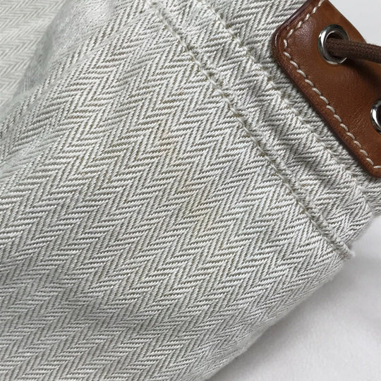 HERMES Pouch Towal chevron Beige type Foolby 25 Women Secondhand Authentic