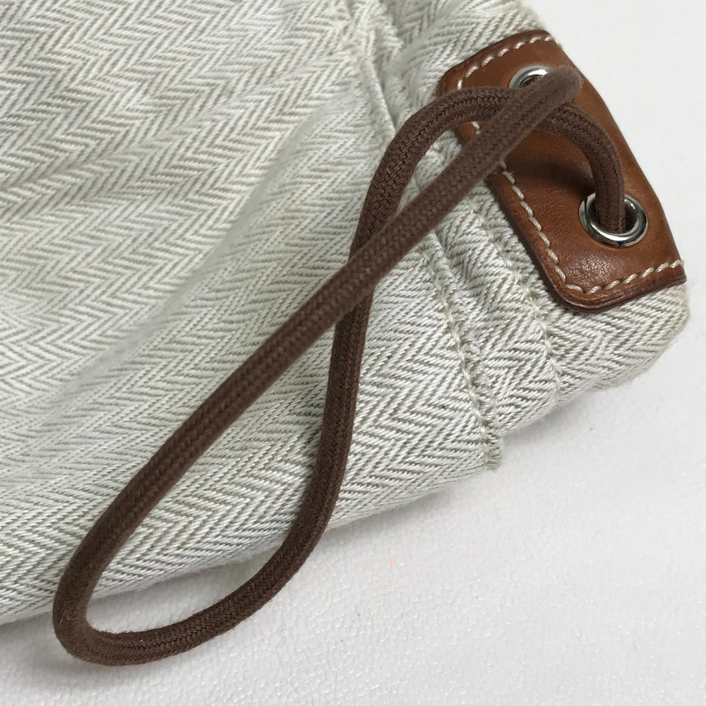 HERMES Pouch Towal chevron Beige type Foolby 25 Women Secondhand Authentic