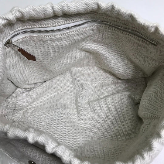 HERMES Pouch Towal chevron Beige type Foolby 25 Women Secondhand Authentic
