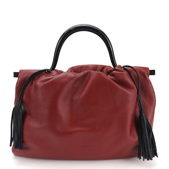 LOEWE Handbag leather Red Women Used Authentic
