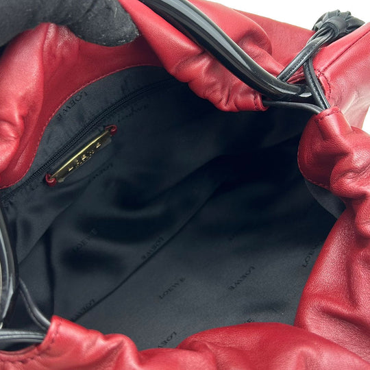 LOEWE Handbag leather Red Women Used Authentic