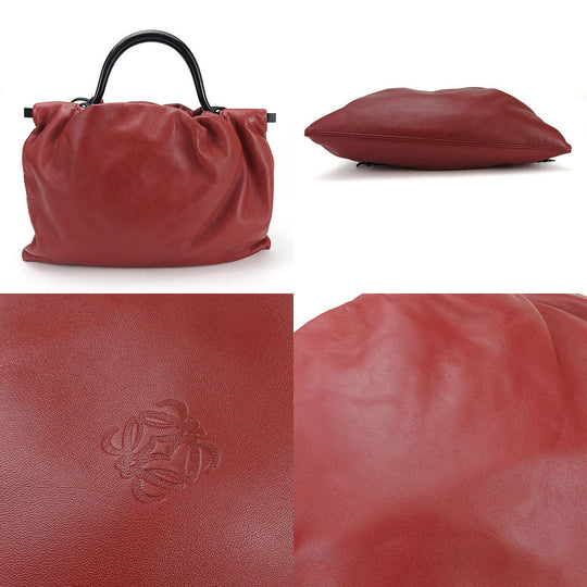 LOEWE Handbag leather Red Women Used Authentic
