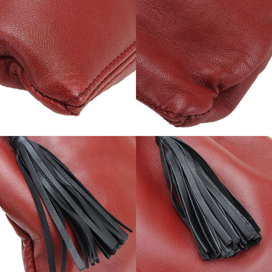 LOEWE Handbag leather Red Women Used Authentic