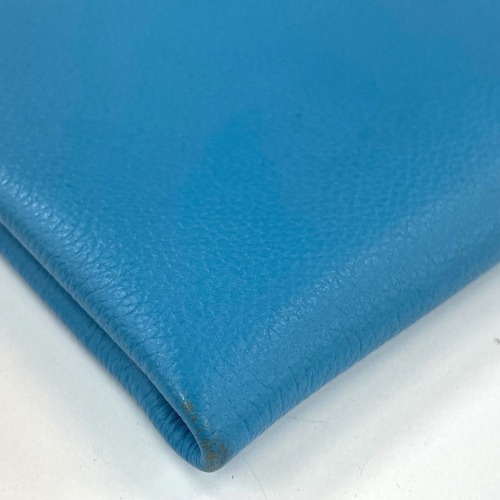 HERMES Pouch leather blue flat Atou PM Women Used Authentic
