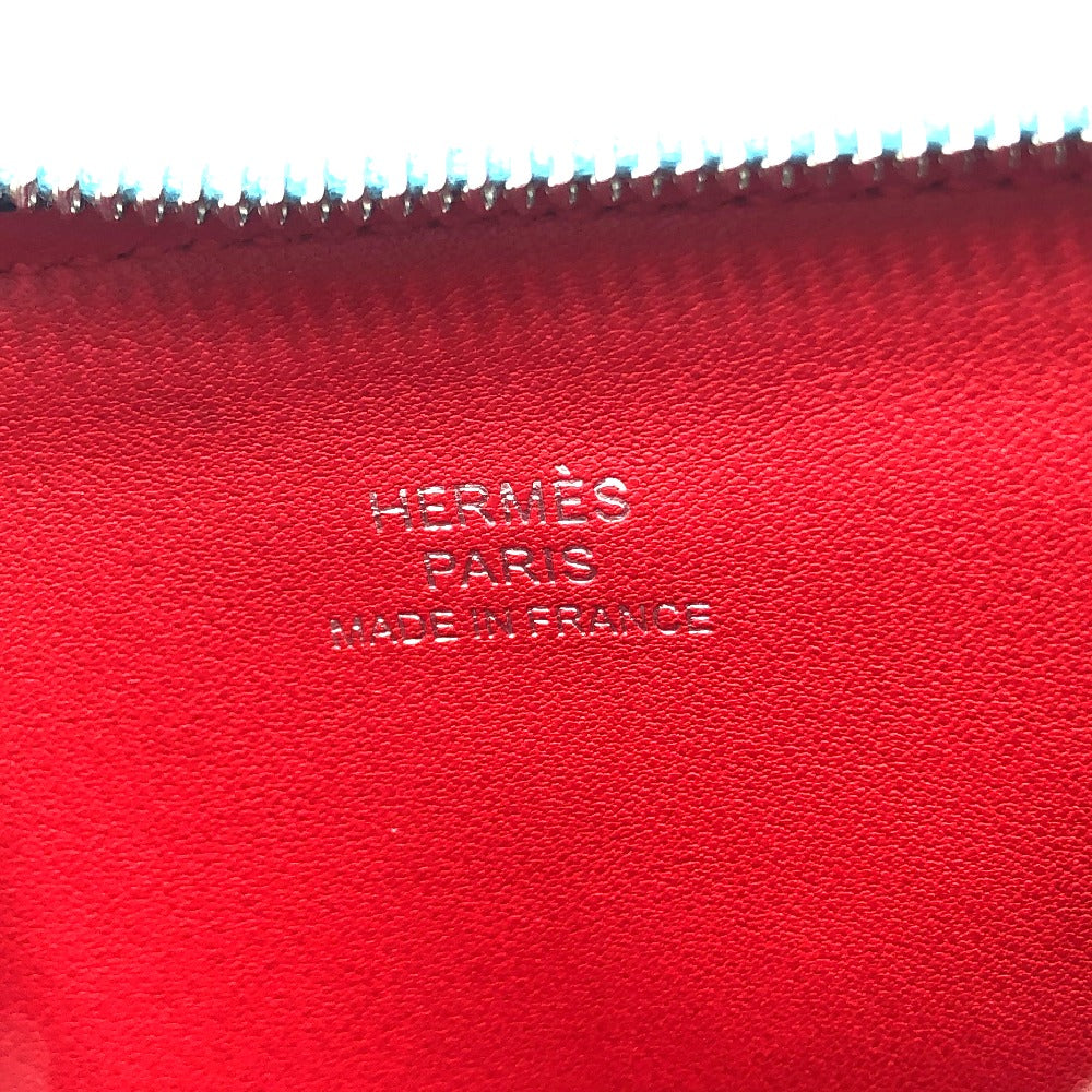 HERMES Pouch leather blue flat Atou PM Women Used Authentic