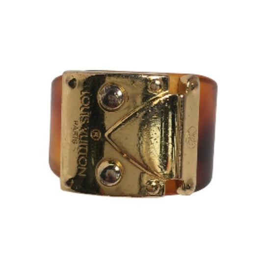 LOUIS VUITTON Ring M65203 Not specified Brown ring M size bar rock milling unisex(Unisex) Used Authentic