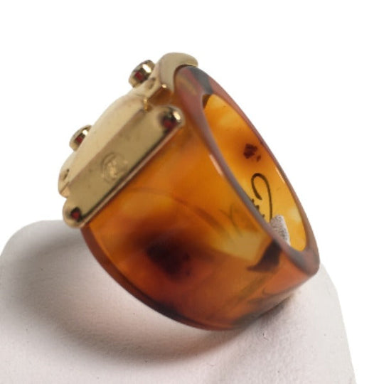 LOUIS VUITTON Ring M65203 Not specified Brown ring M size bar rock milling unisex(Unisex) Used Authentic