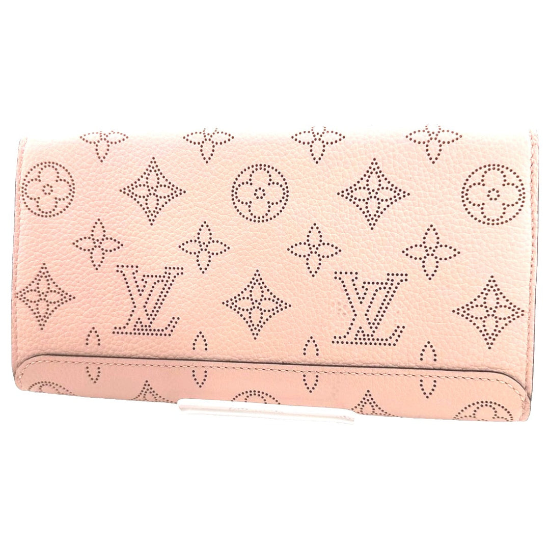 LOUIS VUITTON Long Wallet Purse M60145 Monogram Mahina Magnolia Mahina Monogram Portefeuille Iris Women Used Authentic