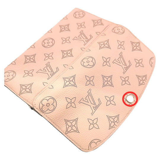 LOUIS VUITTON Long Wallet Purse M60145 Monogram Mahina Magnolia Mahina Monogram Portefeuille Iris Women Used Authentic