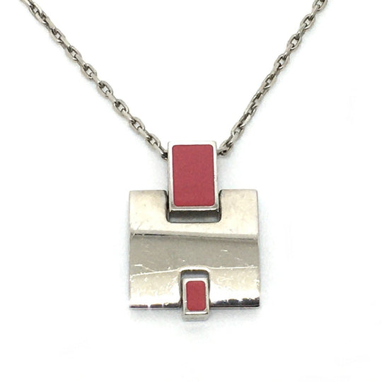 HERMES Necklace metal Pink x Silver H motif Eileen unisex(Unisex) Used Authentic